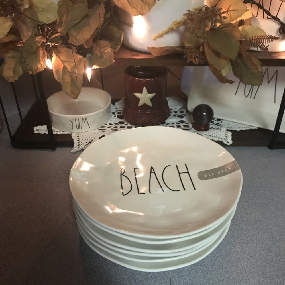 Rae Dunn BEACH Melamine Plates ~ total of 6
